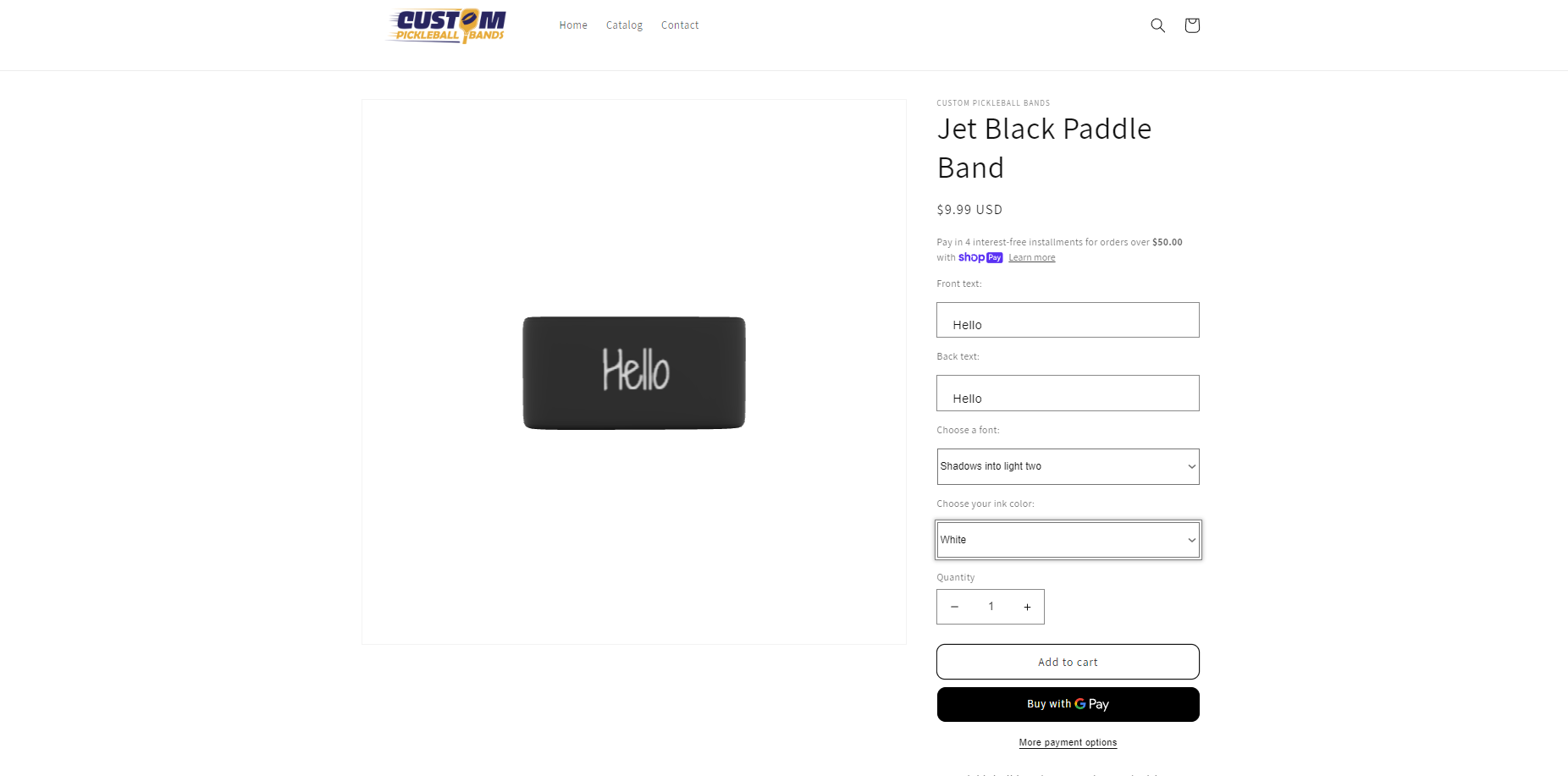 Shopify custom pickleball bands website